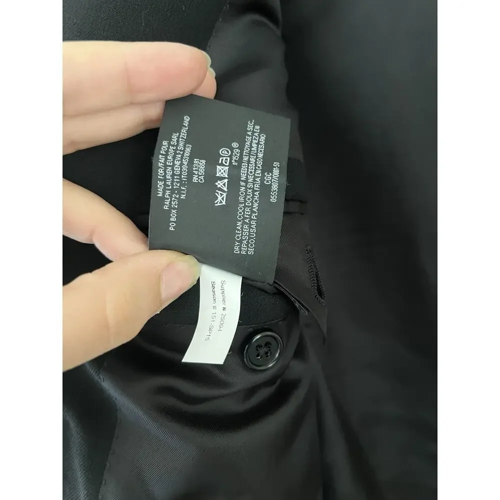 Ralph Lauren Black Label 100% Wool Black Blazer 40R 2 Button Austin Sports Coat